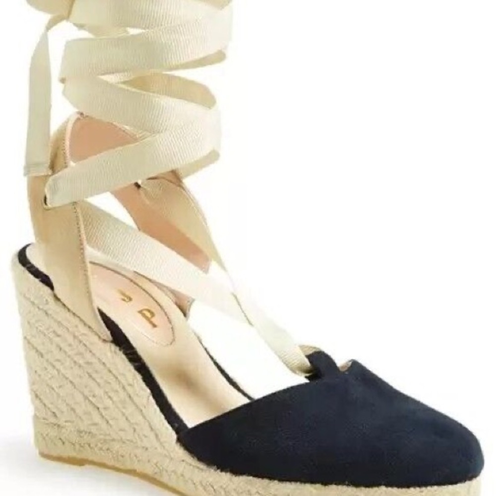 SJP by Sarah Jessica Parker Cream and Blue Espadrille Wedges